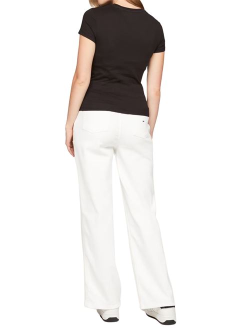T-shirt donna nera in cotone Tommy Jeans | DW0DW18398BDS